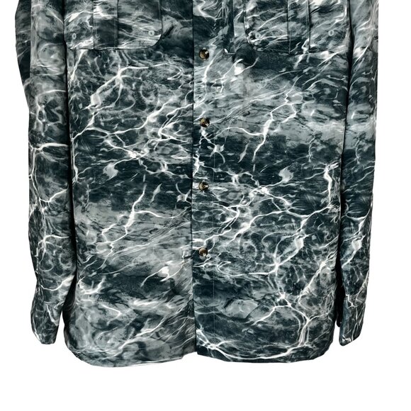 Mossy Oak Long Sleeve Button Up Fishing Shirt Mens Medium Water Print - Picture 6 of 11